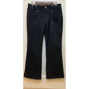 VTG Gitano Womens Black Bootcut Cargo Pants Size 10P Stretch Utility Y2K Grunge